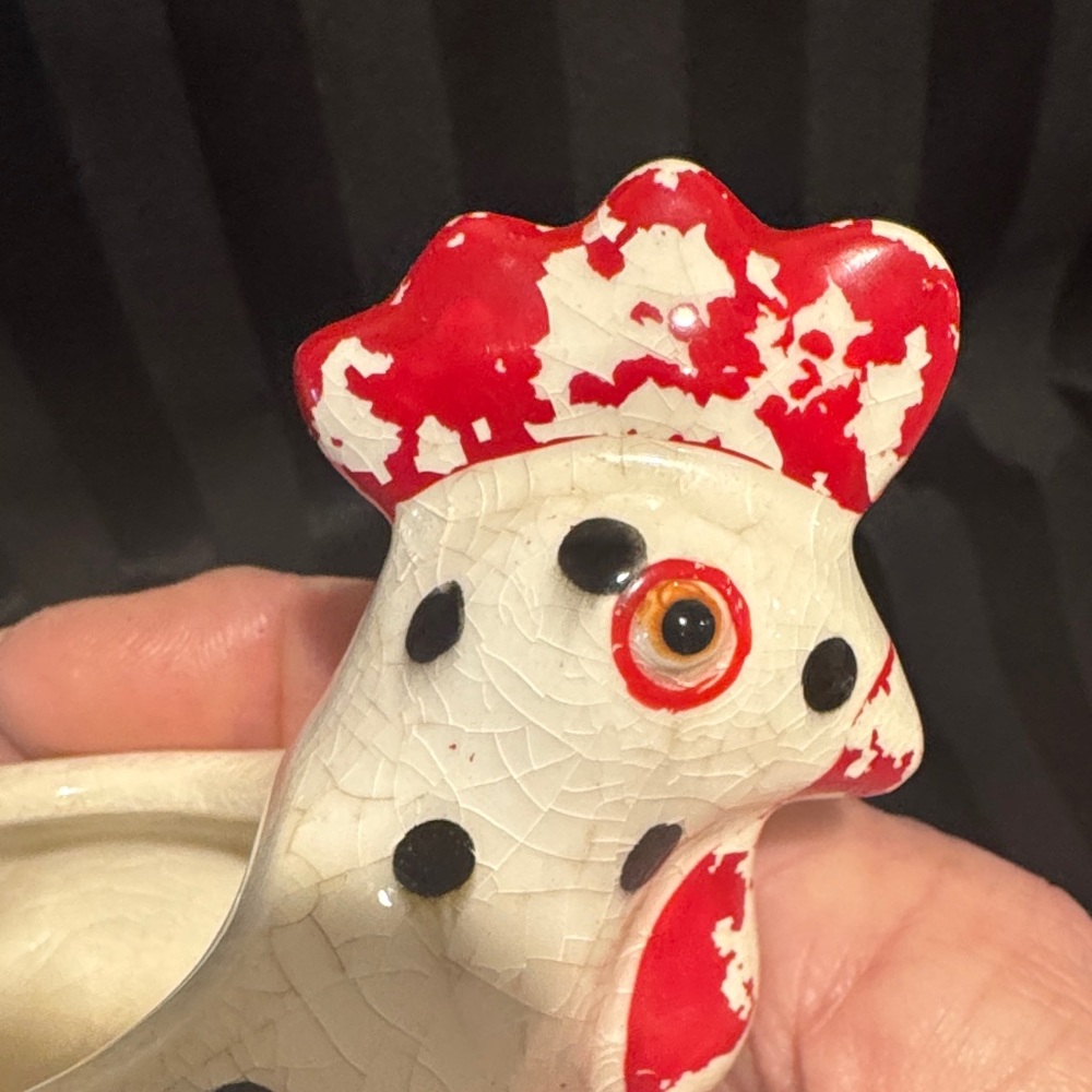 Rustic Matching Polka Dot Rooster/Chicken Sugar Bowl and Creamer - Picture 8 of 16